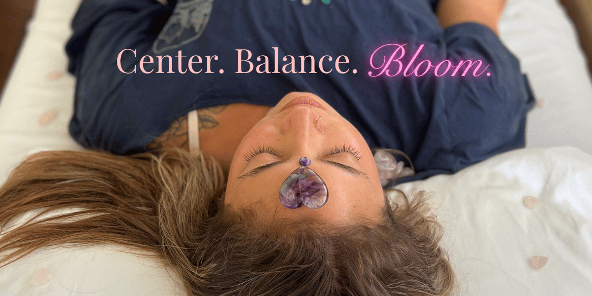 Crystal Energy Session Sparkle Style Co. Flourite and Charoite on third eye