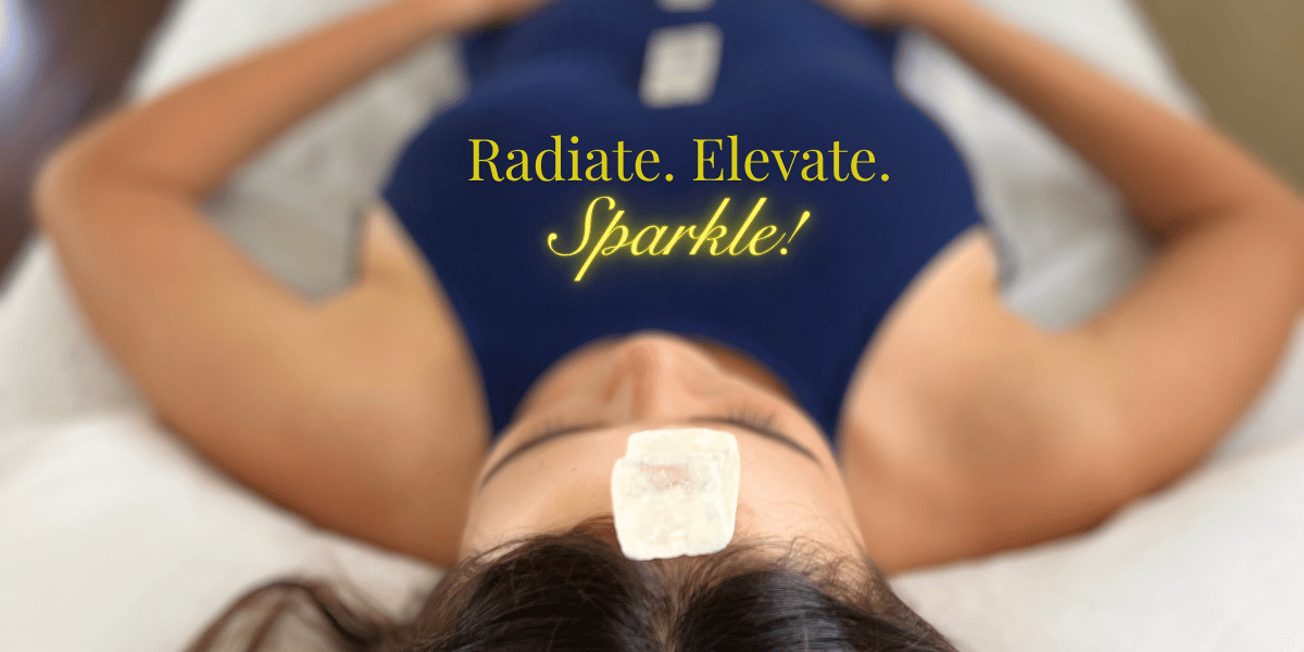 Crystal Energy Session Sparkle Style Co. Clear Calcite on Third Eye
