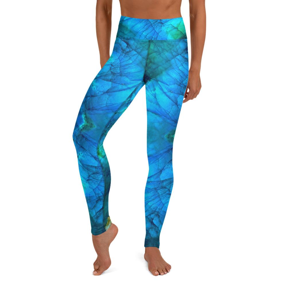 Sparkle Style Co. Labradorite Labradorescence High Waisted Gemstone Leggings. Perfect for yoga, sound bathing, lunching, pilates, mediation, the market, lunch with friends, a date night to dinner, lounging on the couch.