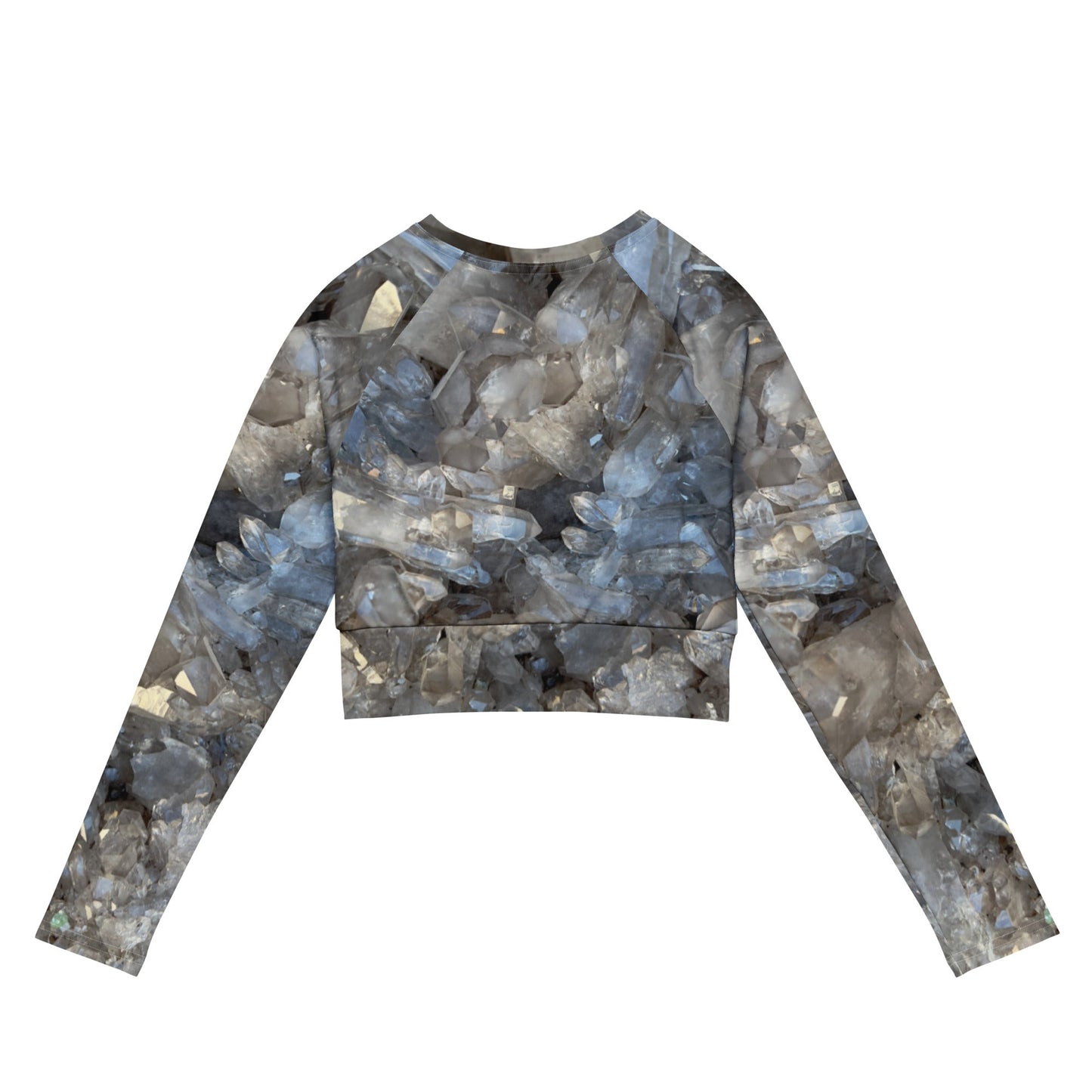 Smoky Quartz Crystal Long-Sleeve Crop Top (Recycled)