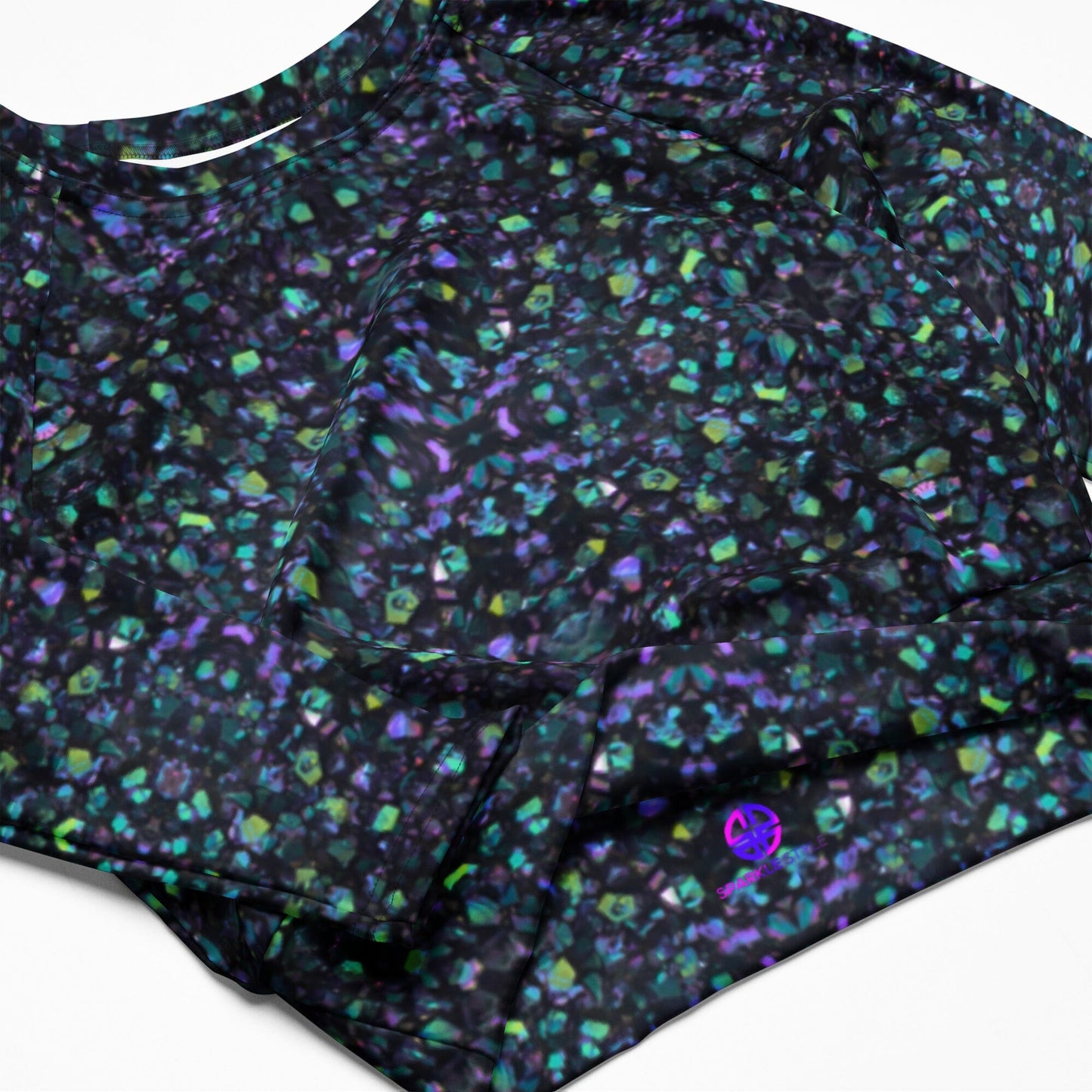 Drusy Quartz Recycled Long Sleeve Crop Top