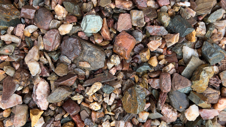 A bed of colorful mineral pebbles in the Australian outback
