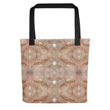 Sparkle Style Co. Pink Halite Crystal Tote Bag. Available in Black, Red and Yellow Handles. This 15" x 15" Polyester tote is spacious and durable and can hold up to 44 lbs.