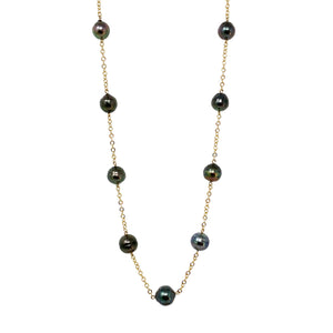 Nine Tahitian Pearl Floating 18" Necklace