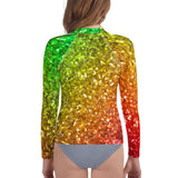 Rainbow Spectrum Glitter Youth Rash Guard