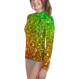 Rainbow Spectrum Glitter Youth Rash Guard